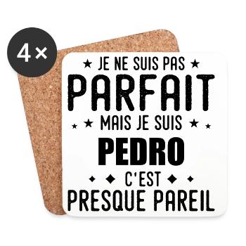 Pedro : authentique, imparfait, top, perfection - Dessous de verre (lot de 4) - blanc - Devant