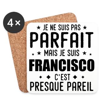Francisco : authentique, imparfait, top, fier - Dessous de verre (lot de 4) - blanc - Devant