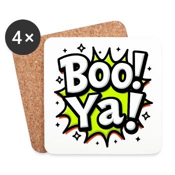 BOO YA! - Lustiger Halloween Comic Spruch - Untersetzer (4er-Set) - Weiß - Vorne