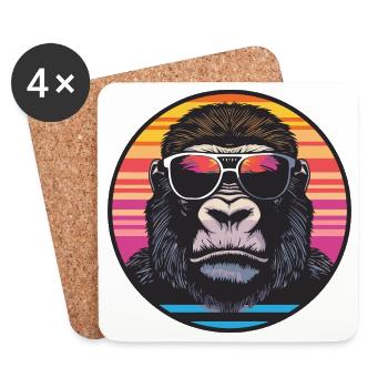 Cool gorilla with retro sunglasses - Coasters (set of 4) - white - Front