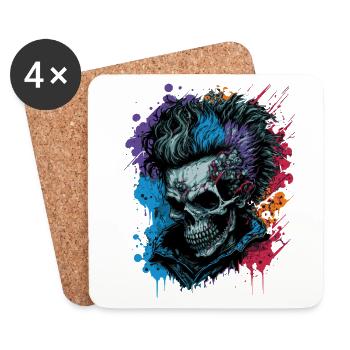 Punk zombie arc-en-ciel - Dessous de verre (lot de 4) - blanc - Devant