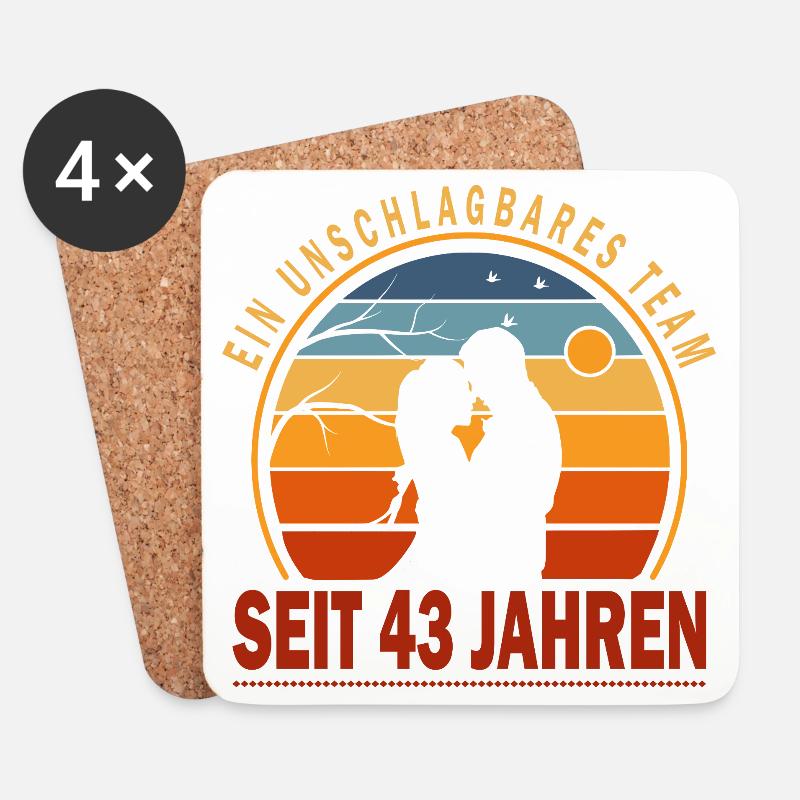 43 Jahre Beziehung Geschenk Ehemann Ehefrau - Untersetzer (4er-Set) - Weiß