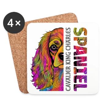 Cavalier King Charles Spaniel - Untersetzer (4er-Set) - Weiß - Vorne