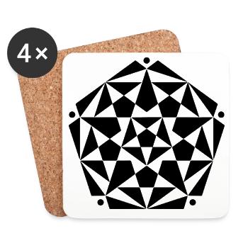 Conception d’étoile de pentagramme fractal - Dessous de verre (lot de 4) - blanc - Devant