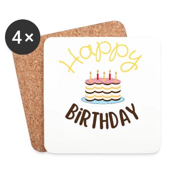 Happy birthday  - Dessous de verre (lot de 4) - blanc - Devant
