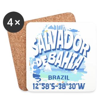 Salvador de Bahia Travel Map - Coasters (set of 4) - white - Front