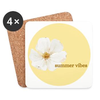 Sommer Vibes Blüten Design - Untersetzer (4er-Set) - Weiß - Vorne