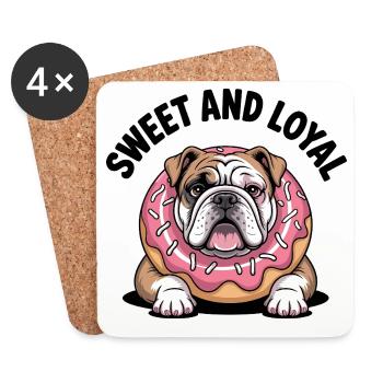 Sweet and Loyal Bulldog - Coasters (set of 4) - white - Front