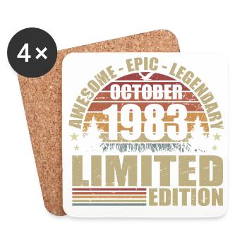 42e Anniversaire Rétro Octobre 1983 - October 1983 - Dessous de verre (lot de 4) - blanc - Devant