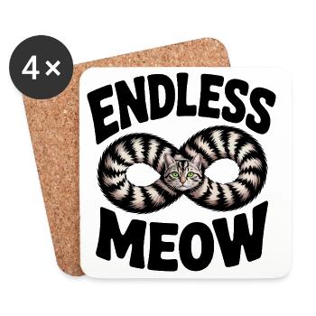 Endlose Miau-Katze - Untersetzer (4er-Set) - Weiß - Vorne