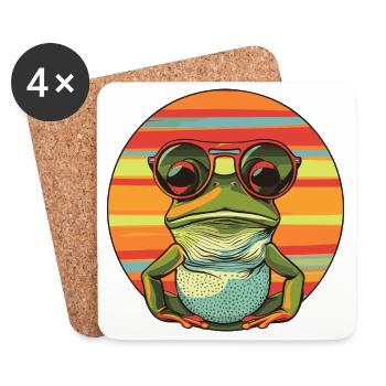 Casual frog sunglasses design - Coasters (set of 4) - white - Front