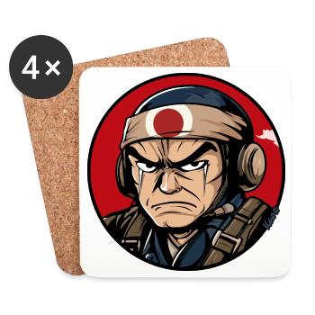 Guerrier Samouraï Dessin Animé - Dessous de verre (lot de 4) - blanc - Devant