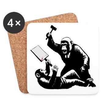 Monkey judge hits protesters - Coasters (set of 4) - white - Front