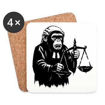 Le juge singe fait baisser la balance - Dessous de verre (lot de 4) - blanc - Devant