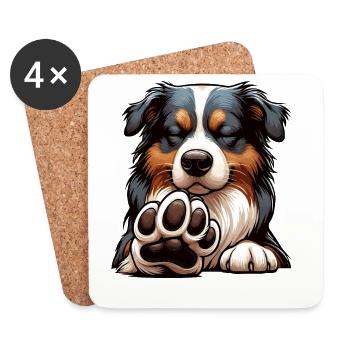 Talk To The Paw Australian Shepherd Aussie Aussies - Coasters (set of 4) - white - Front