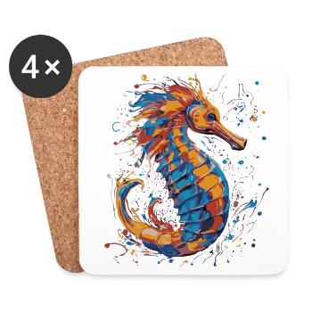 Colorful seahorse - Coasters (set of 4) - white - Front