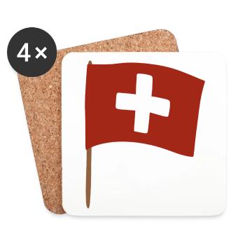 Swiss Cross Flag Design for Apparel - Coasters (set of 4) - white - Front