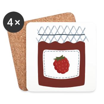 Illustration de pot de confiture de baies - Dessous de verre (lot de 4) - blanc - Devant