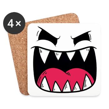 Dämonisches Monster Gesicht Motiv - Untersetzer (4er-Set) - Weiß - Vorne