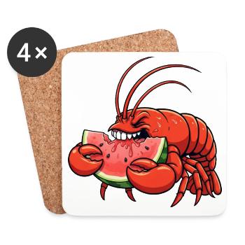 homard doux dessin animé d’été pastèque fruité - Dessous de verre (lot de 4) - blanc - Devant
