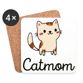 Cute cat design with charm - Coasters (set of 4) - white - Front