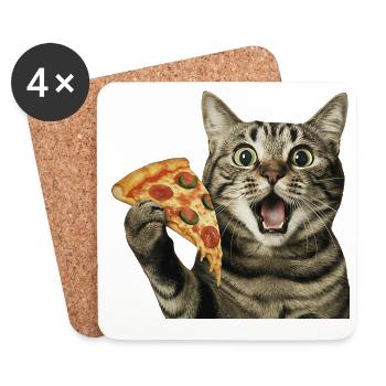 Pizza cat - Coasters (set of 4) - white - Front