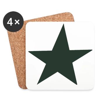 motif d’étoile verte dans un style rétro - Dessous de verre (lot de 4) - blanc - Devant