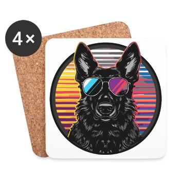 Cooler Hund mit Sonnenbrille - Untersetzer (4er-Set) - Weiß - Vorne