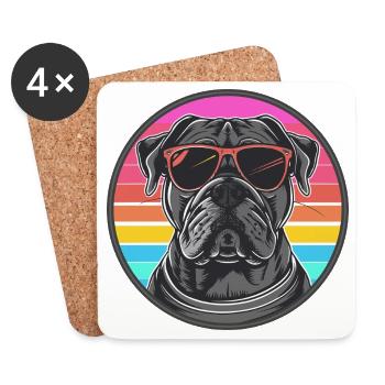 Stylischer Bulldog mit Sonnenbrille - Untersetzer (4er-Set) - Weiß - Vorne