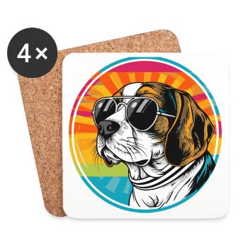 Summer dog with sunglasses - Coasters (set of 4) - white - Front