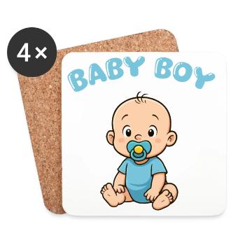 Imprimé Bébé Garçon Mignon - Dessous de verre (lot de 4) - blanc - Devant