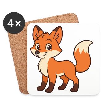 Cute cartoon fox for kids clothes - Coasters (set of 4) - white - Front