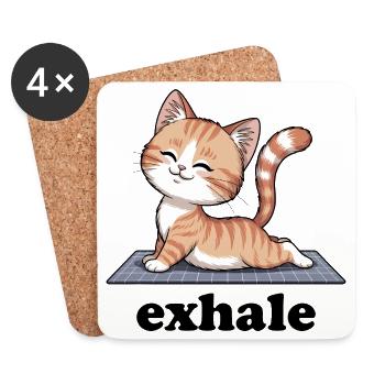 Exhale Yoga Citation Chat Mignon - Dessous de verre (lot de 4) - blanc - Devant