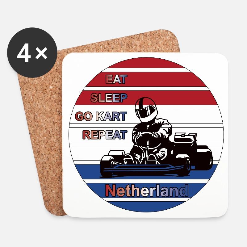 Kartfahrer Netherland Design - Untersetzer (4er-Set) - Weiß