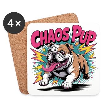 Chaos Pup Bulldog - Coasters (set of 4) - white - Front