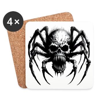 Halloween Monster Spinne Totenkopf - Untersetzer (4er-Set) - Weiß - Vorne