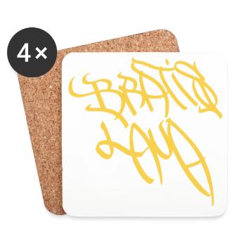 Künstlerischer Graffiti-Schriftzug Bratislava - Untersetzer (4er-Set) - Weiß - Vorne