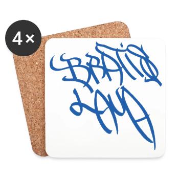 Lettrage graffiti expressif à Bratislava - Dessous de verre (lot de 4) - blanc - Devant