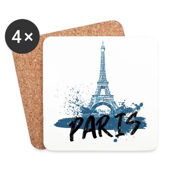 Design de la Tour Eiffel de Paris - Dessous de verre (lot de 4) - blanc - Devant