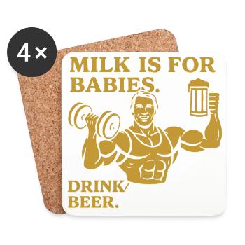 Conception audacieuse de citation de boisson virile - Dessous de verre (lot de 4) - blanc - Devant