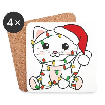 Katze Weihnachten Winter Tiere Katzen - Untersetzer (4er-Set) - Weiß - Vorne