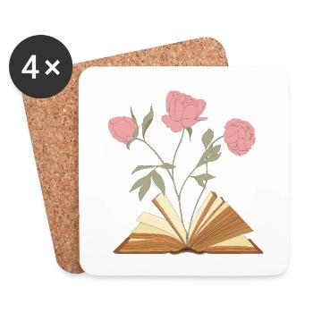 Conception d’illustration de livre floral - Dessous de verre (lot de 4) - blanc - Devant