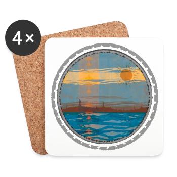 Sonnenuntergang am Wasser - Untersetzer (4er-Set) - Weiß - Vorne