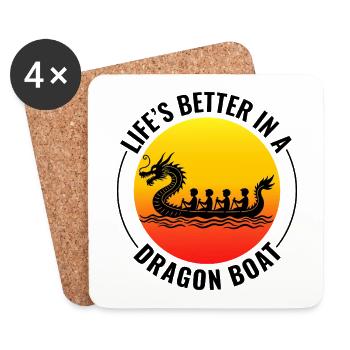 Synchronisiertes Paddelteam Drachenboot - Untersetzer (4er-Set) - Weiß - Vorne
