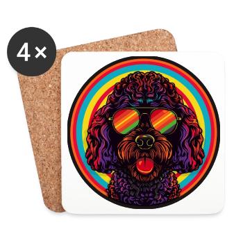 Labrador Sonnenbrille Ostern - Untersetzer (4er-Set) - Weiß - Vorne