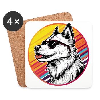 Casual husky with sunglasses - Coasters (set of 4) - white - Front