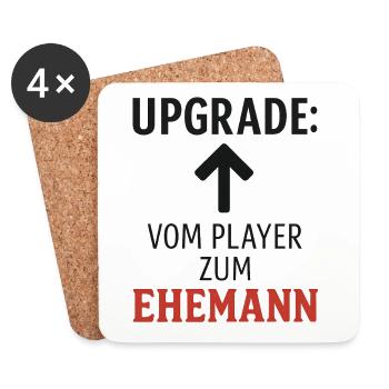Junggesellenabschied. Upgrade zum Ehemann! - Untersetzer (4er-Set) - Weiß - Vorne