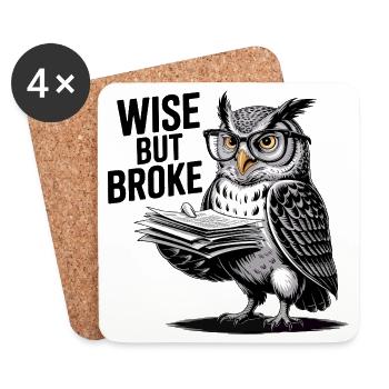 Hibou sage mais fauché - Dessous de verre (lot de 4) - blanc - Devant