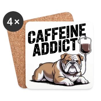 Caffeine Addict Bulldog - Coasters (set of 4) - white - Front
