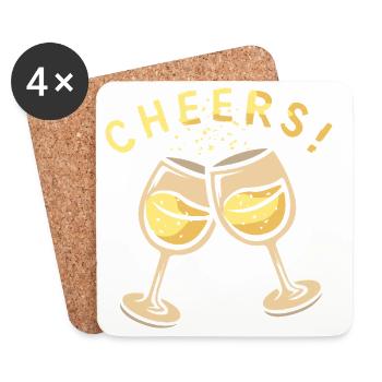 Sektgläser Cheers Party Motiv - Untersetzer (4er-Set) - Weiß - Vorne